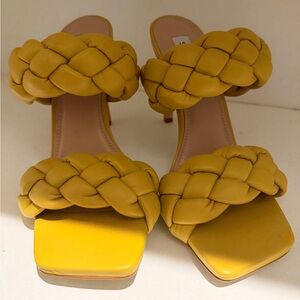 Steve Madden Braided Strap Yellow Heeled Sandals